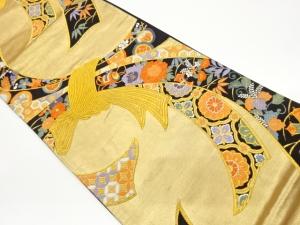 束ね熨斗に花々・宝尽くし模様織出し袋帯